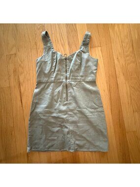 Angel Kiss LA Women's Large Khaki Green Denim Half Zip Coverall Dress